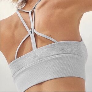Alo Yoga Alosoft Lavish Sports Bra in Athletic Heather Grey Size M
